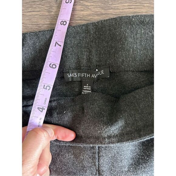 Saks Fifth Avenue Side Zip Nylon Blend Dark Gray Skinny Pants Business Size 4 - Picture 10 of 11